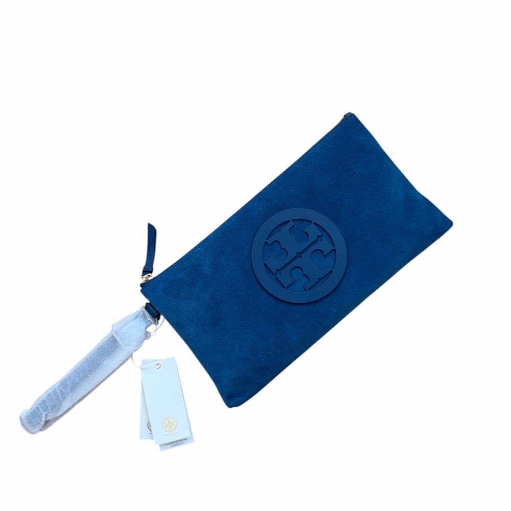 Big Tory Burch Symphony Blue Charlie Clutch